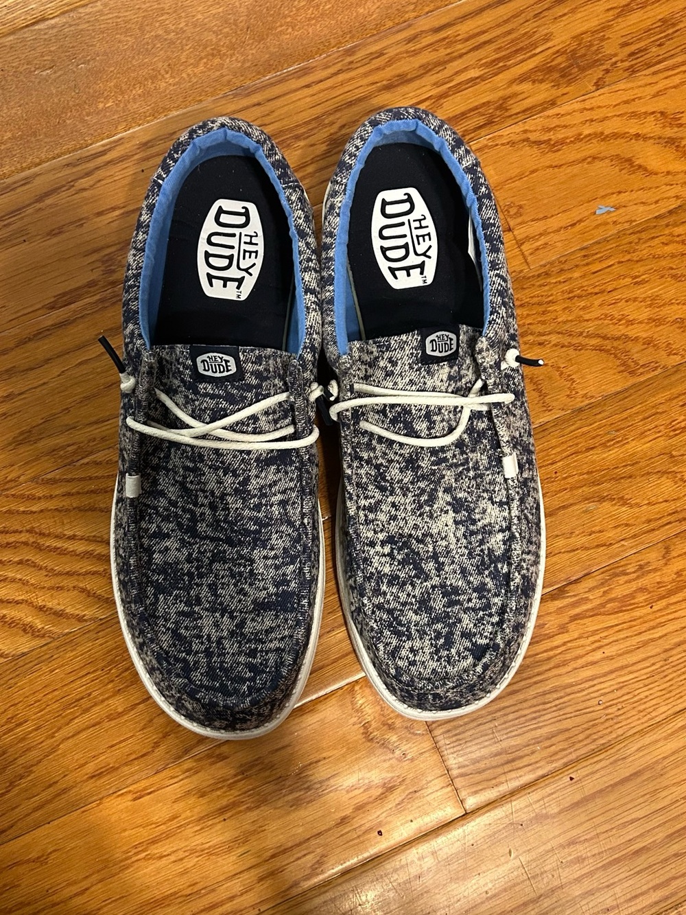 Hey Dude Men's Knit Slip-On Loafers in Navy and White